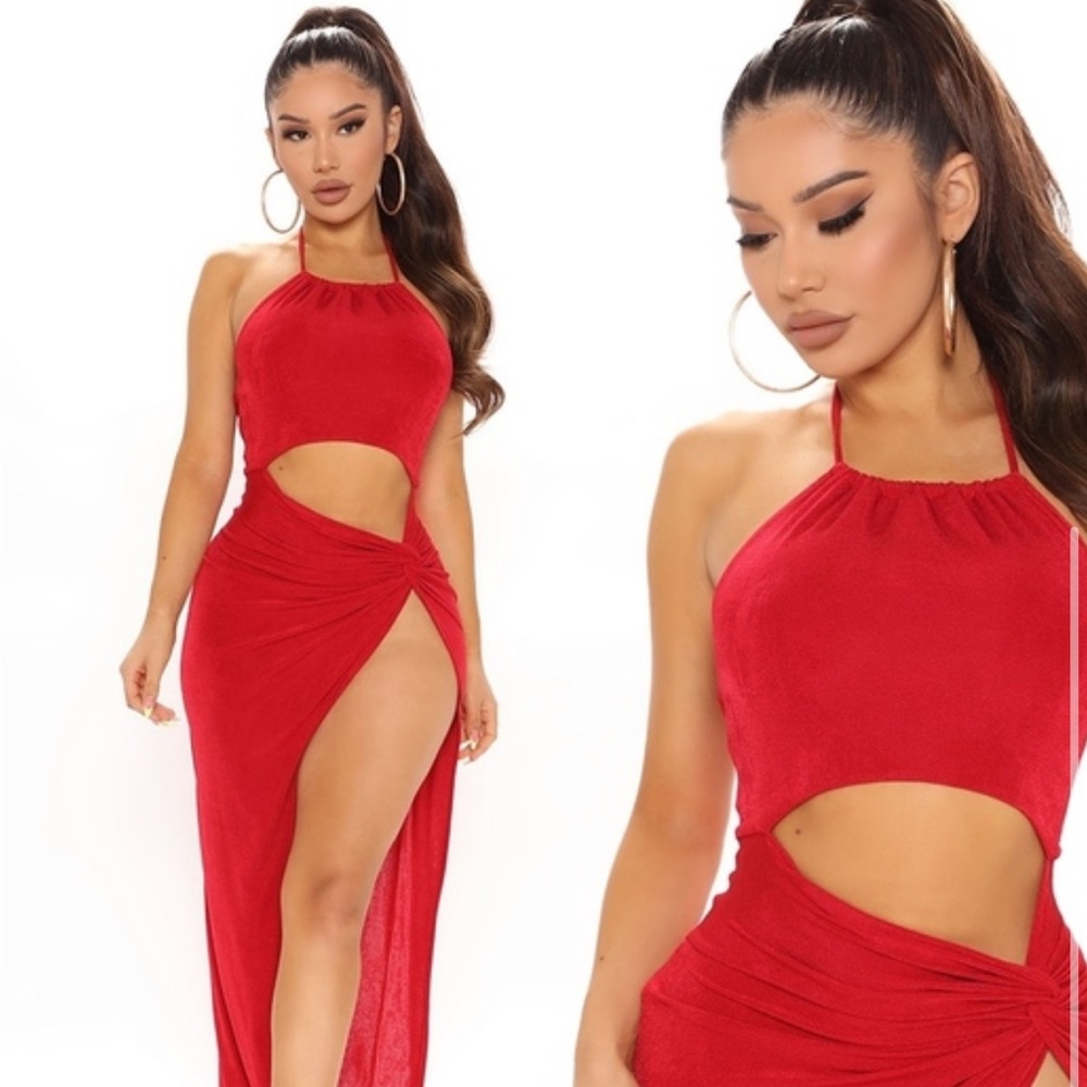 High Slit Halter Maxi Dress